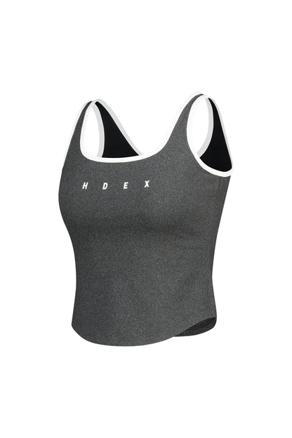 HDEX Sophie Square-Neck Crop Bra Top Melange Charcoal