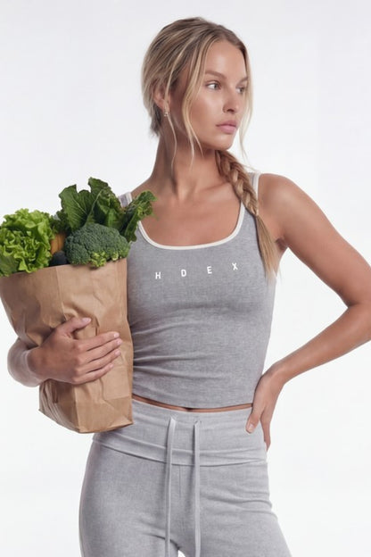 HDEX Sophie Square-Neck Crop Bra Top Melange Gray