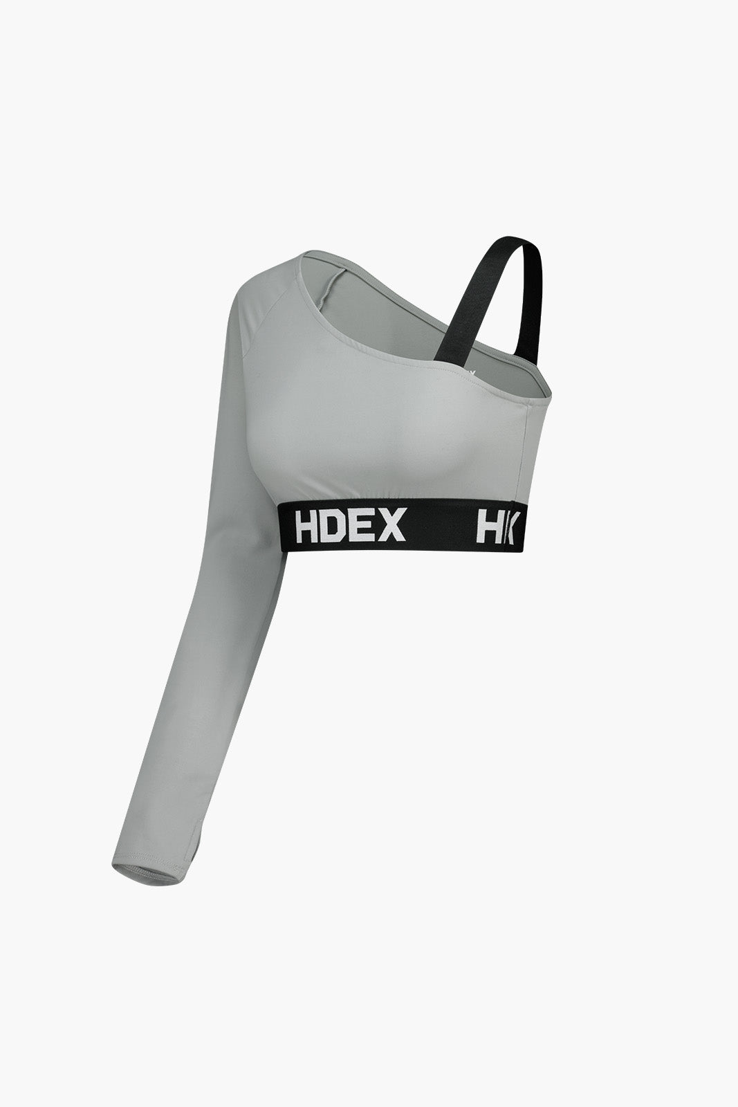 HDEX Baju Korea Olahraga Pro One-Shoulder Crop Long Sleeve Fog Gray Wanita Fitness