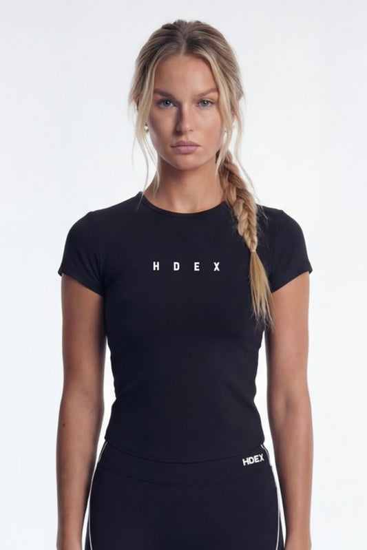 HDEX Baju Korea Olahraga Active Maund Slim Fit Short Sleeve Black Wanita Fitness