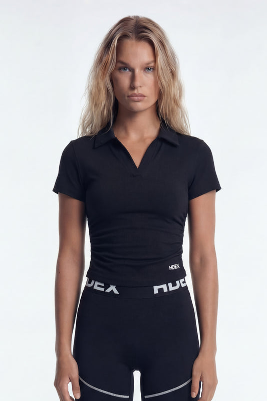 HDEX Baju Korea Olahraga EZ Sculp Pique Short Sleeve W Black