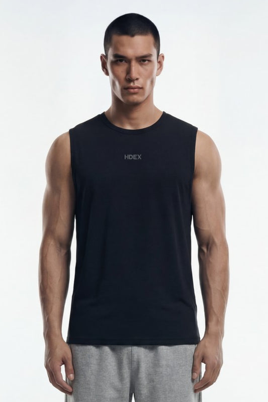 HDEX Baju Korea Olahraga Air Dry Short Sleeveless Black Pria Fitness