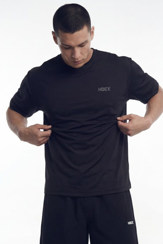 HDEX Baju Korea Olahraga Air Dry Short Sleeve Black Pria Fitness