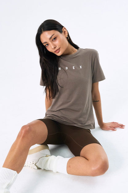 HDEX Baju Korea Olahraga Womens Mond Standard Fit Short Sleeve Taupe Wanita Fitness