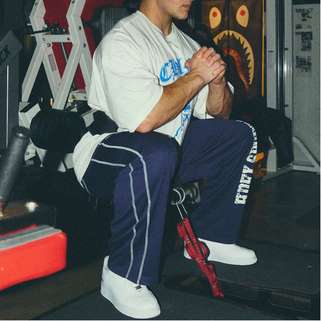 [GYM CLUB LEGACY PRE-ORDER] HDEX Celana Korea Olahraga Giant Fit 85 Mesh Wide Pants Navy Pria Fitness