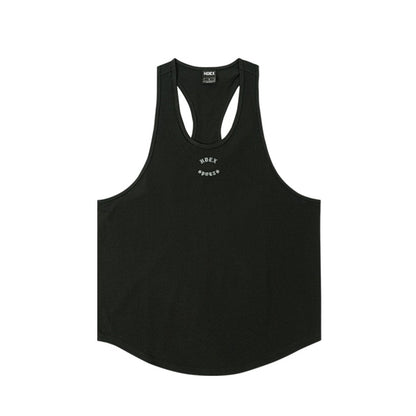 [GYM CLUB LEGACY PRE-ORDER] HDEX Baju Korea Olahraga Old English Back Logo Stringer Black Pria Fitness