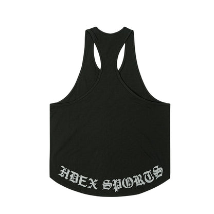 [GYM CLUB LEGACY PRE-ORDER] HDEX Baju Korea Olahraga Old English Back Logo Stringer Black Pria Fitness