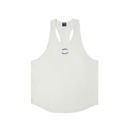 [GYM CLUB LEGACY PRE-ORDER] HDEX Baju Korea Olahraga Old English Back Logo Stringer White Pria Fitness