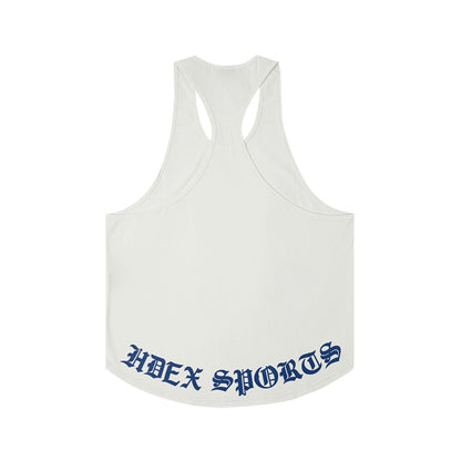 [GYM CLUB LEGACY PRE-ORDER] HDEX Baju Korea Olahraga Old English Back Logo Stringer White Pria Fitness
