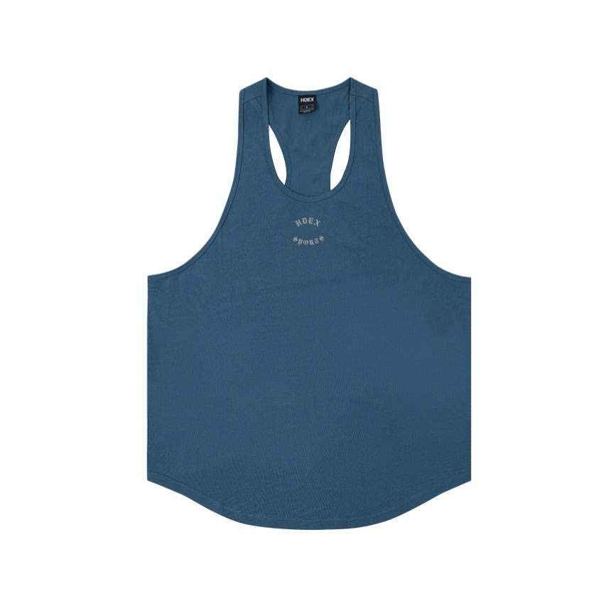 [GYM CLUB LEGACY PRE-ORDER] HDEX Baju Korea Olahraga Old English Back Logo Stringer Deep Blue Pria Fitness