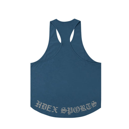 [GYM CLUB LEGACY PRE-ORDER] HDEX Baju Korea Olahraga Old English Back Logo Stringer Deep Blue Pria Fitness