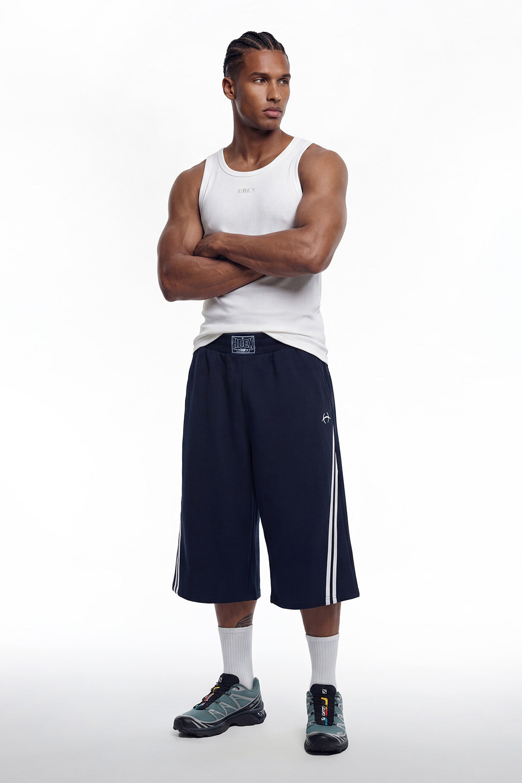 HDEX Celana Korea Olahraga Solid Bermuda Shorts Navy Pria Fitness