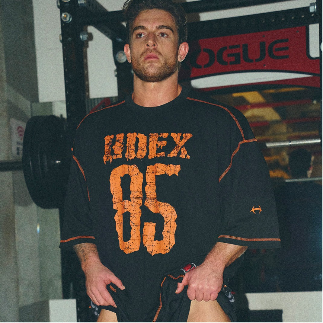 [GYM CLUB LEGACY PRE-ORDER] HDEX Baju Korea Olahraga Giant Fit 85 Mesh Short Sleeve Black Pria Fitness