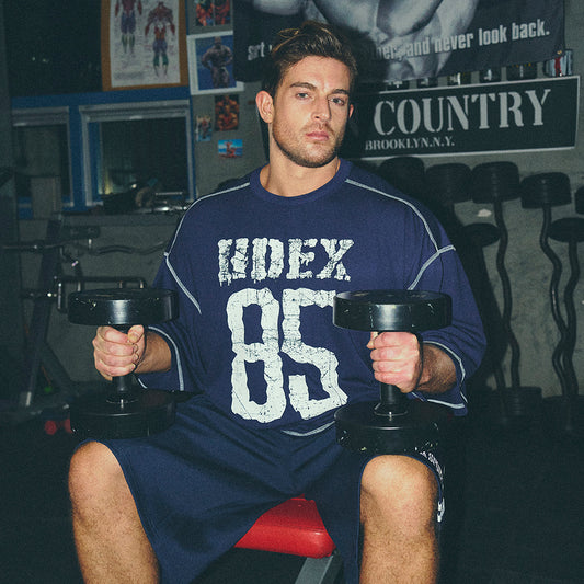 [GYM CLUB LEGACY PRE-ORDER] HDEX Baju Korea Olahraga Giant Fit 85 Mesh Short Sleeve Navy Pria Fitness