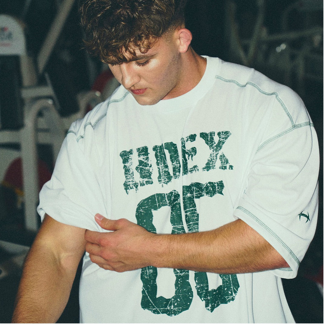 [GYM CLUB LEGACY PRE-ORDER] HDEX Baju Korea Olahraga Giant Fit 85 Mesh Short Sleeve White Pria Fitness