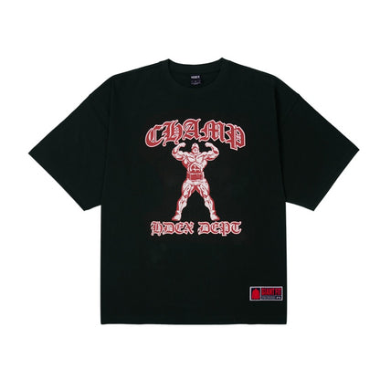 [GYM CLUB LEGACY PRE-ORDER] HDEX Baju Korea Olahraga Old Champ Giant Fit Short Sleeve Black Pria Fitness