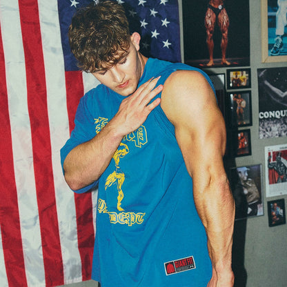 [GYM CLUB LEGACY PRE-ORDER] HDEX Baju Korea Olahraga Old Champ Giant Fit Short Sleeve Deep Blue Pria Fitness