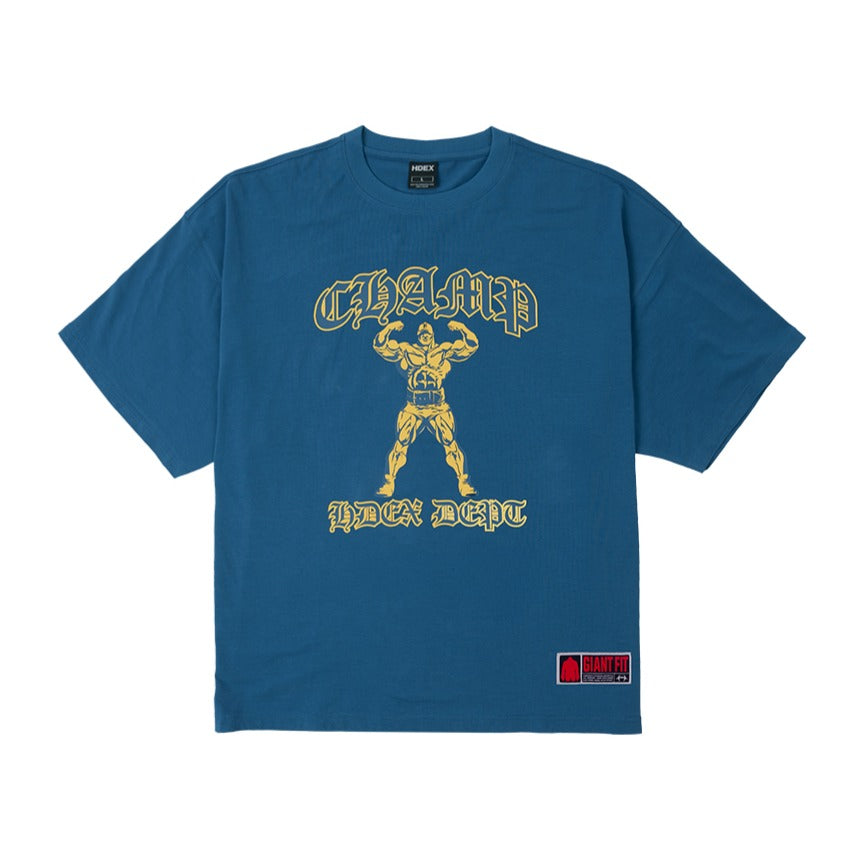 [GYM CLUB LEGACY PRE-ORDER] HDEX Baju Korea Olahraga Old Champ Giant Fit Short Sleeve Deep Blue Pria Fitness