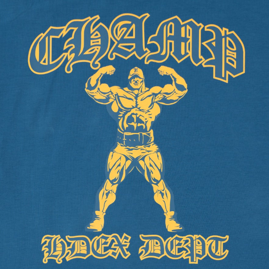 [GYM CLUB LEGACY PRE-ORDER] HDEX Baju Korea Olahraga Old Champ Giant Fit Short Sleeve Deep Blue Pria Fitness