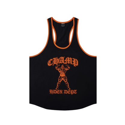 [GYM CLUB LEGACY PRE-ORDER] HDEX Baju Korea Olahraga Old Champ Stringer Black Pria Fitness