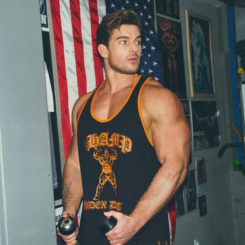 [GYM CLUB LEGACY PRE-ORDER] HDEX Baju Korea Olahraga Old Champ Stringer Black Pria Fitness