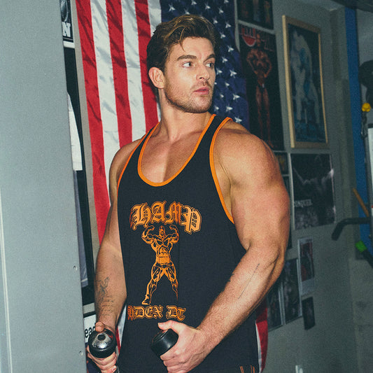 [GYM CLUB LEGACY PRE-ORDER] HDEX Baju Korea Olahraga Old Champ Stringer Black Pria Fitness