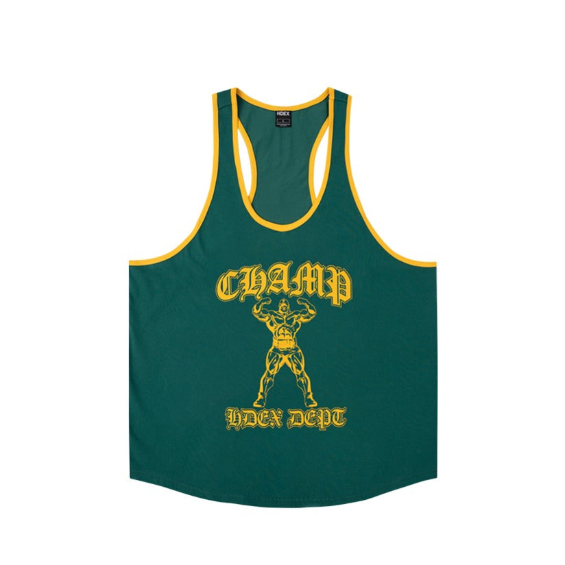 [GYM CLUB LEGACY PRE-ORDER] HDEX Baju Korea Olahraga Old Champ Stringer Green Pria Fitness