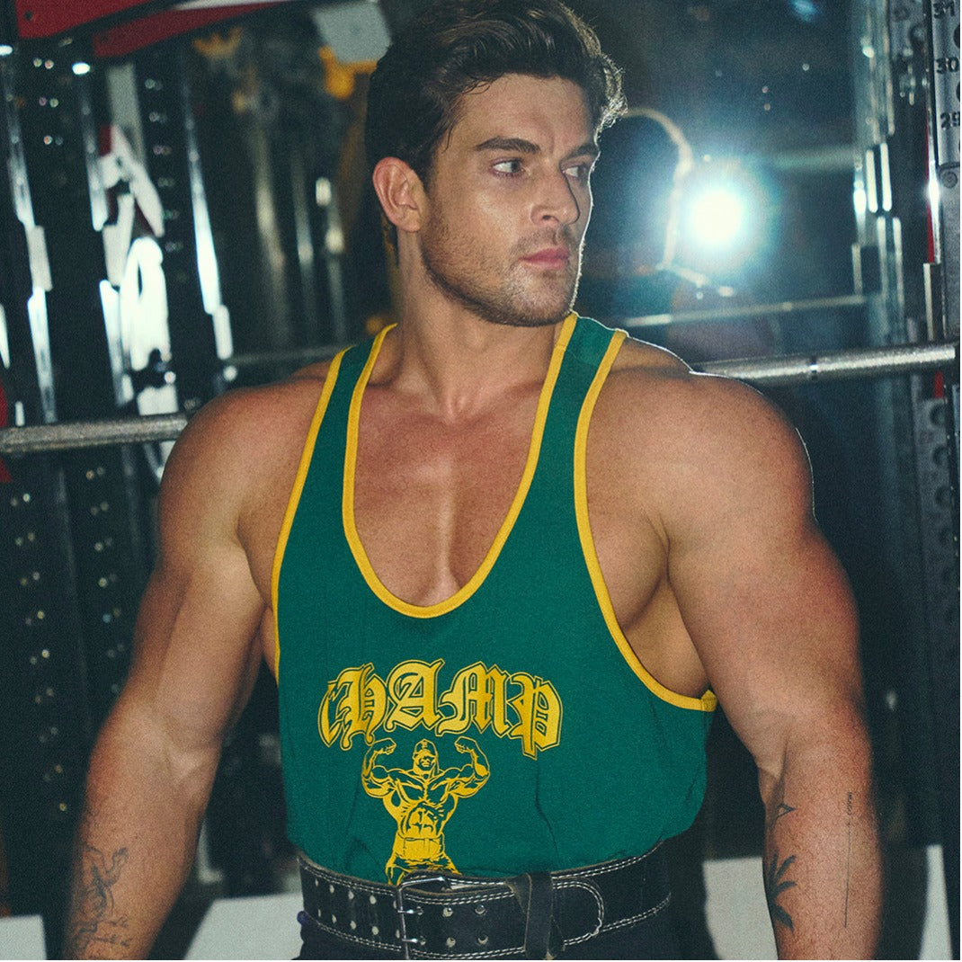 [GYM CLUB LEGACY PRE-ORDER] HDEX Baju Korea Olahraga Old Champ Stringer Green Pria Fitness