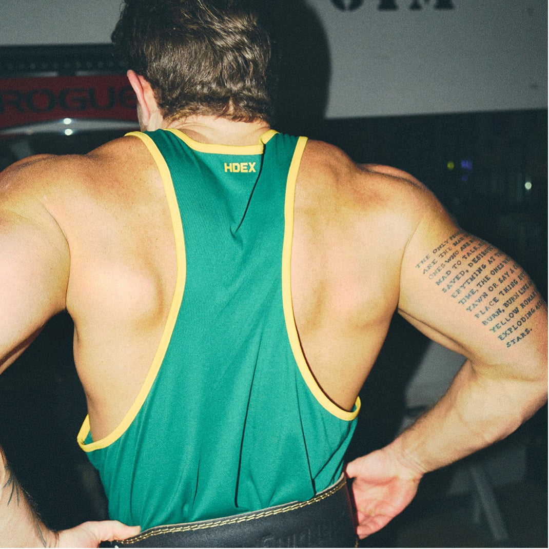 [GYM CLUB LEGACY PRE-ORDER] HDEX Baju Korea Olahraga Old Champ Stringer Green Pria Fitness