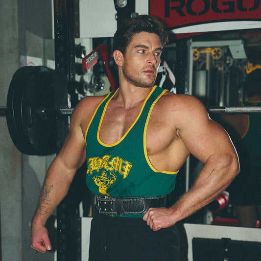 [GYM CLUB LEGACY PRE-ORDER] HDEX Baju Korea Olahraga Old Champ Stringer Green Pria Fitness
