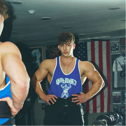 [GYM CLUB LEGACY PRE-ORDER] HDEX Baju Korea Olahraga Old Champ Stringer Cobalt Blue Pria Fitness