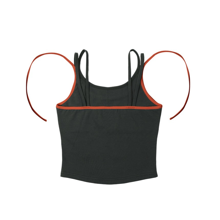[GYM CLUB LEGACY PRE-ORDER] HDEX Baju Korea Olahraga Women`s Double String Halter Tank Top Charcoal Wanita Fitness