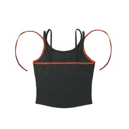 [GYM CLUB LEGACY PRE-ORDER] HDEX Baju Korea Olahraga Women`s Double String Halter Tank Top Charcoal Wanita Fitness