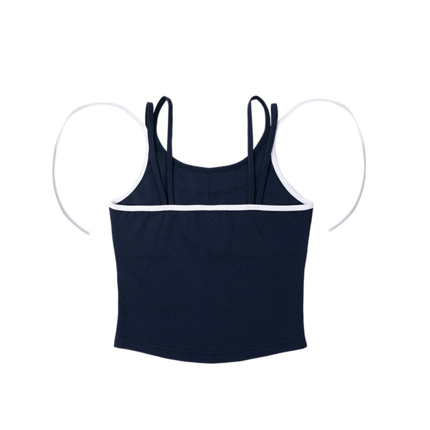 [GYM CLUB LEGACY PRE-ORDER] HDEX Baju Korea Olahraga Women`s Double String Halter Tank Top Navy Wanita Fitness