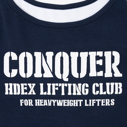 [GYM CLUB LEGACY PRE-ORDER] HDEX Baju Korea Olahraga Women`s Double String Halter Tank Top Navy Wanita Fitness