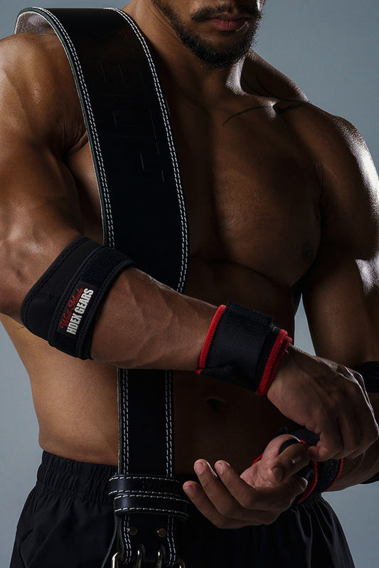 HDEX Strap Angkat Beban Korea Olahraga Compress Elbow Strap Black Pria Wanita Fitness