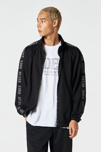 HDEX Baju Korea Olahraga Tape Mesh Track Jacket Black Jaket Pria fitness