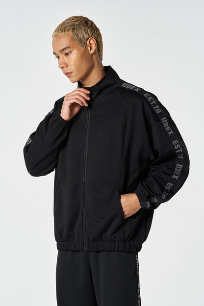 HDEX Baju Korea Olahraga Tape Mesh Track Jacket Black Jaket Pria fitness