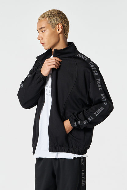 HDEX Baju Korea Olahraga Tape Mesh Track Jacket Black Jaket Pria fitness