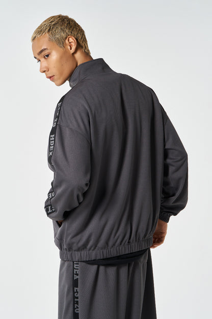 HDEX Baju Korea Olahraga Tape Mesh Track Jacket Charcoal Jaket Pria fitness