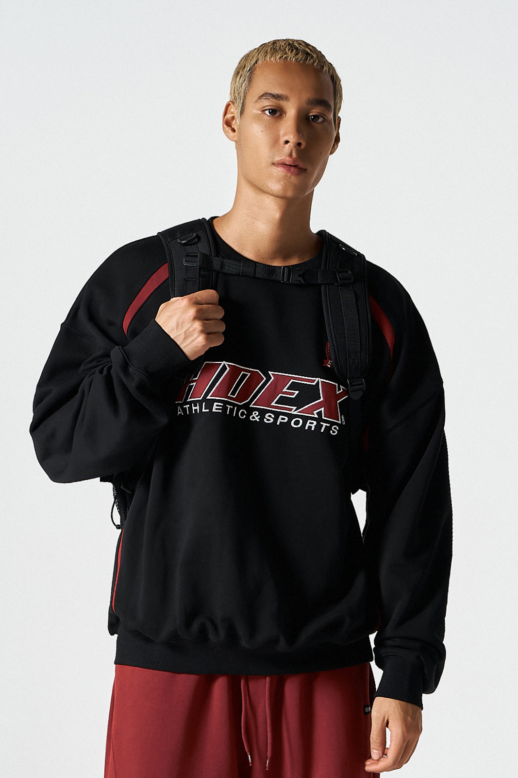 HDEX Origin Baju Korea Olahraga Color Block Sweat Shirt Black Pria Fitness