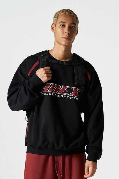 HDEX Origin Baju Korea Olahraga Color Block Sweat Shirt Black Pria Fitness
