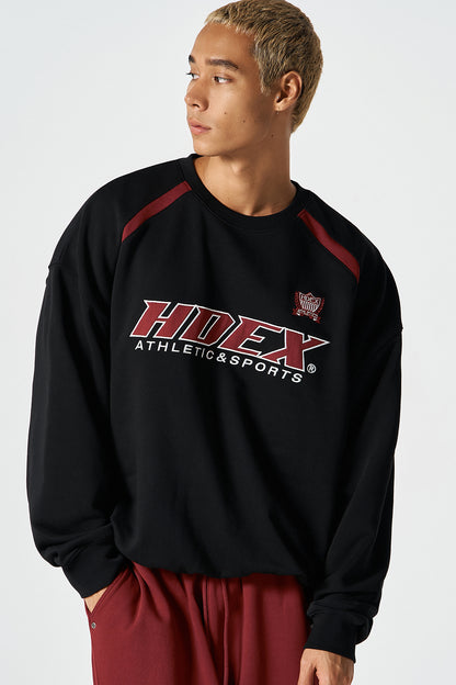 HDEX Origin Baju Korea Olahraga Color Block Sweat Shirt Black Pria Fitness