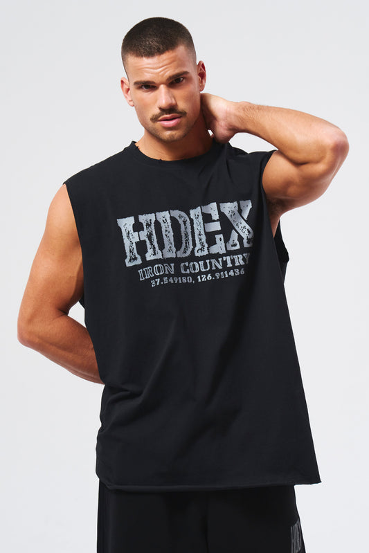 HDEX Baju Korea Olahraga Breaking Damage Sleeveless Black Pria Fitness