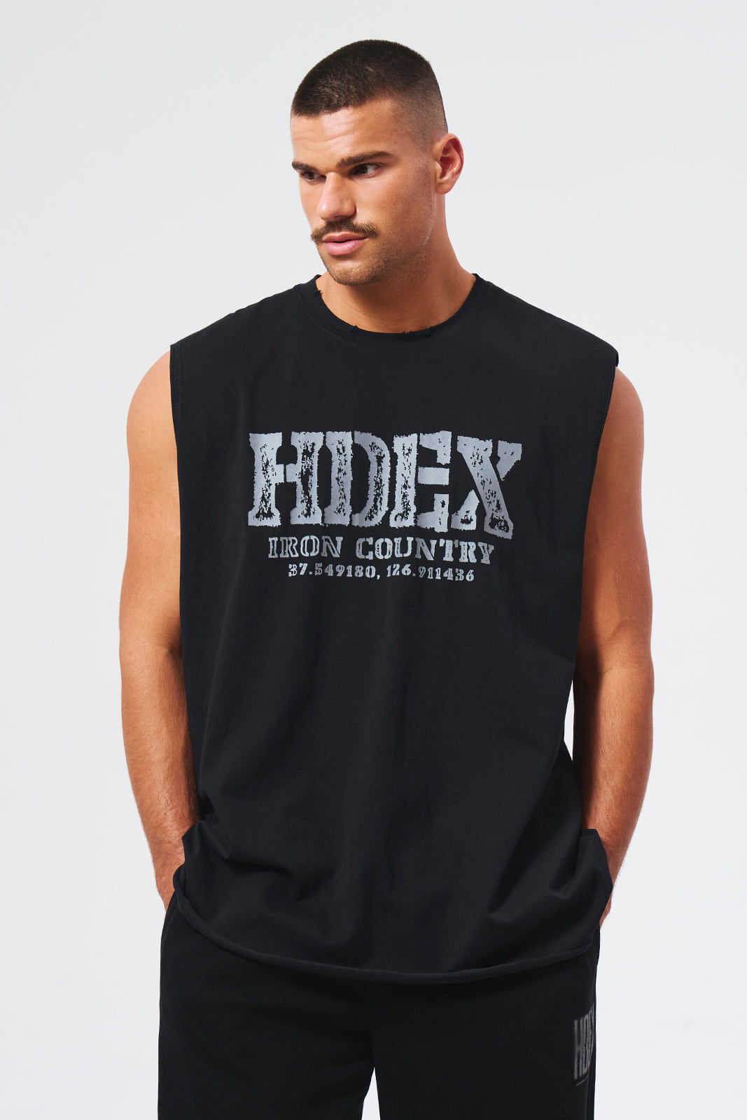 HDEX Baju Korea Olahraga Breaking Damage Sleeveless Black Pria Fitness