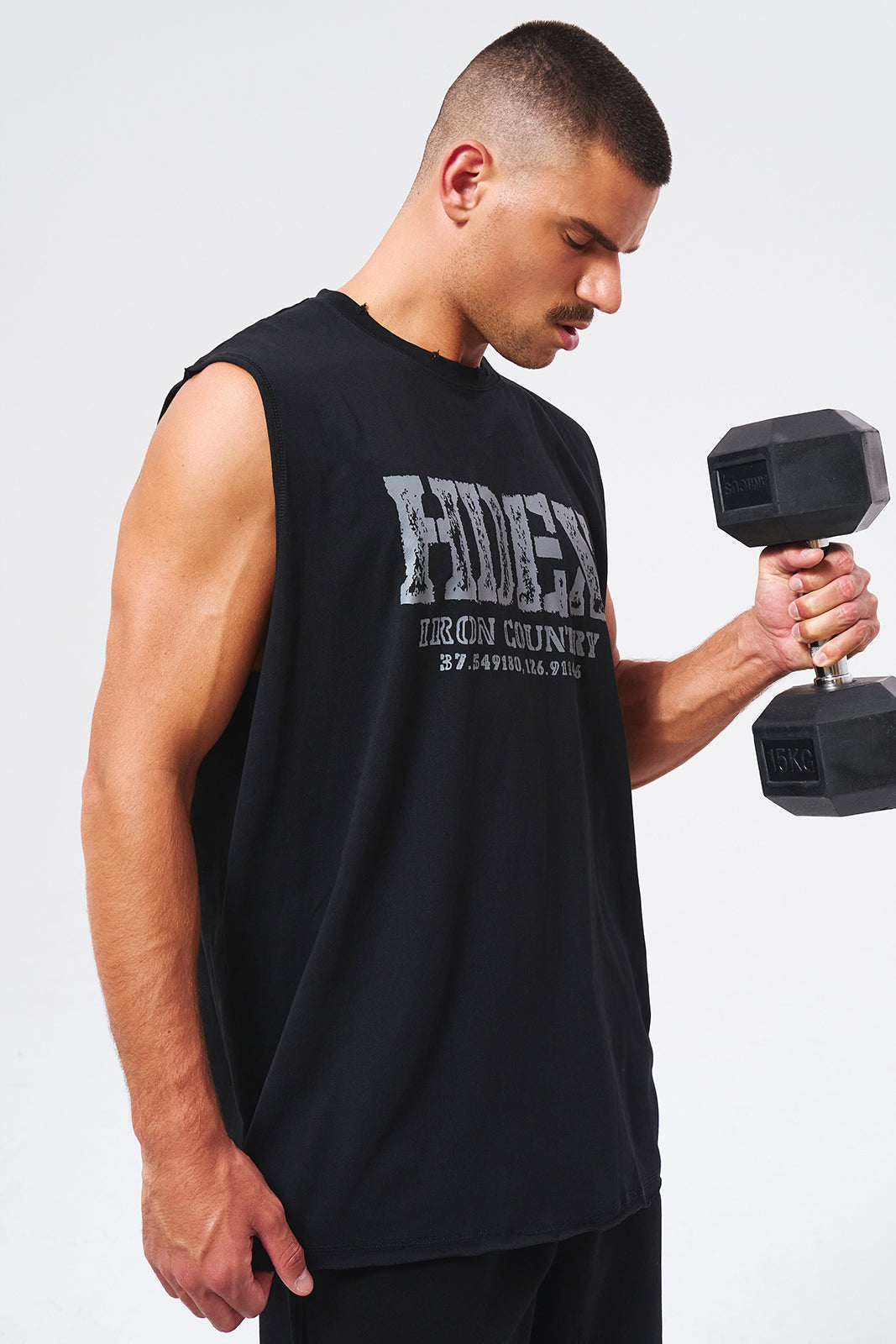 HDEX Baju Korea Olahraga Breaking Damage Sleeveless Black Pria Fitness