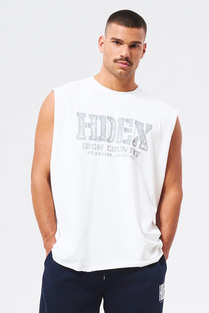 HDEX Baju Korea Olahraga Breaking Damage Sleeveless White Pria Fitness