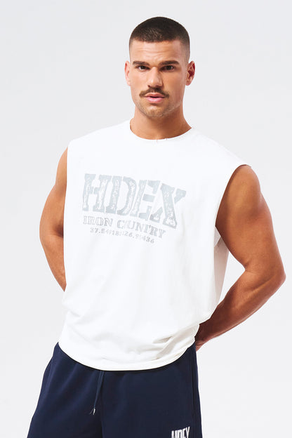 HDEX Baju Korea Olahraga Breaking Damage Sleeveless White Pria Fitness