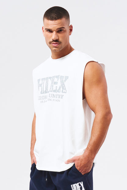 HDEX Baju Korea Olahraga Breaking Damage Sleeveless White Pria Fitness