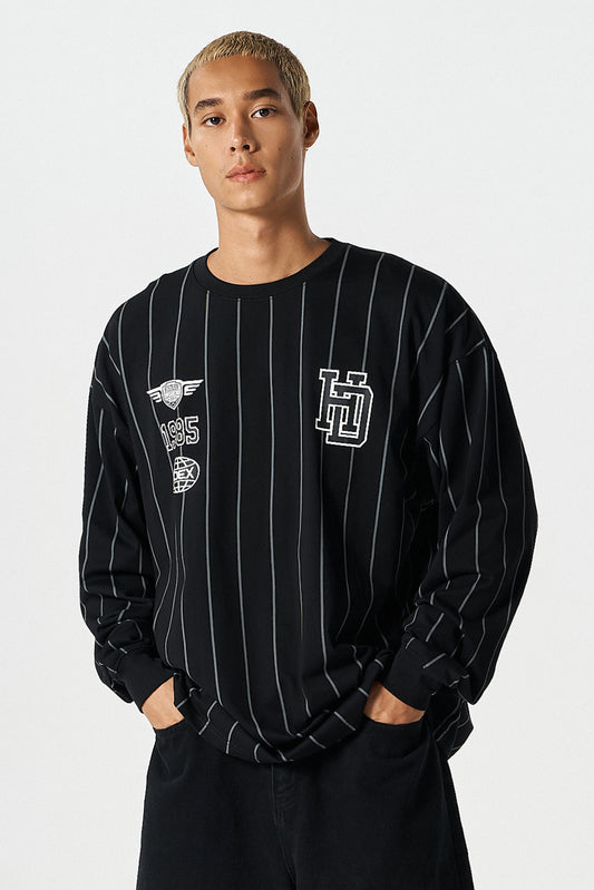 HDEX Baju Korea Olahraga Stripe Sports Long Sleeve Black Jaket Pria Fitness